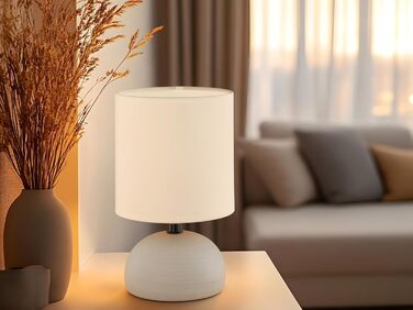 Торшер Reality Leuchten Luci R50351035 з керамічним цоколем, імітація дерева, бежевий тканинний абажур, 1x E14 (Cappuccino)