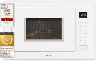 Вбудована мікрохвильова піч Exquisit EMW25-G-020 біла з грилем, сенсорне управління, таймер, швидкий старт