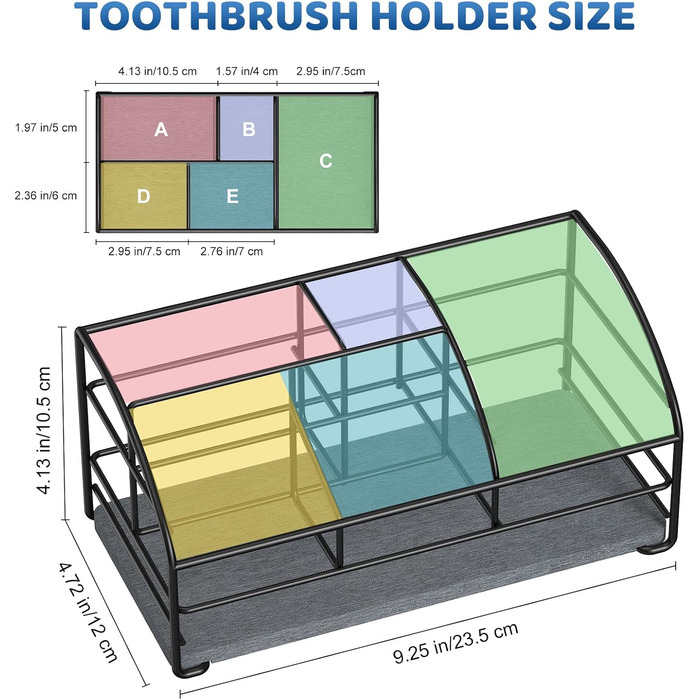 Тримач для зубних щіток Luxspire, електричний, з дренажними отворами, настінний, без свердління, для зубної пасти та насадок, 2 слоти (чорний)