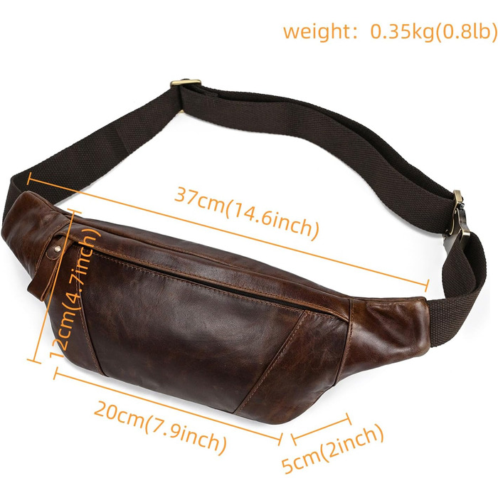 Чоловіча поясна сумка LUUFAN з натуральної шкіри, колір кавовий