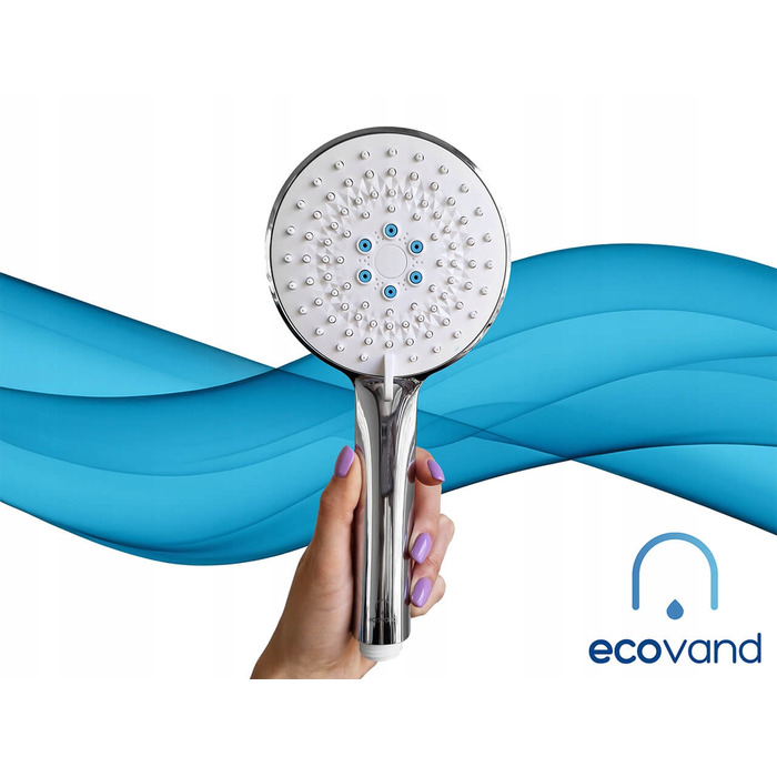 Душова лійка EcoVand Intense срібляста, кругла, 3-функціональна