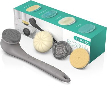 Електрична щітка для спини VOYOR BC300 (сіра): для скрабу та масажу тіла, водонепроникна, USB-зарядка