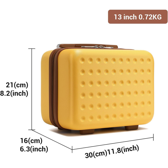 Чемодан-валіза KONO з жорсткою оболонкою, 76x50x31 см, білий (жовтий, косметичка)