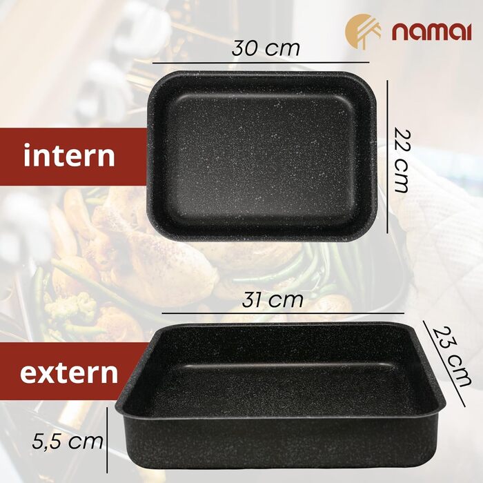 Форма для запікання NAMAI 40x28 см - для лазаньї - миється в посудомийній машині - Made in Italy - алюміній