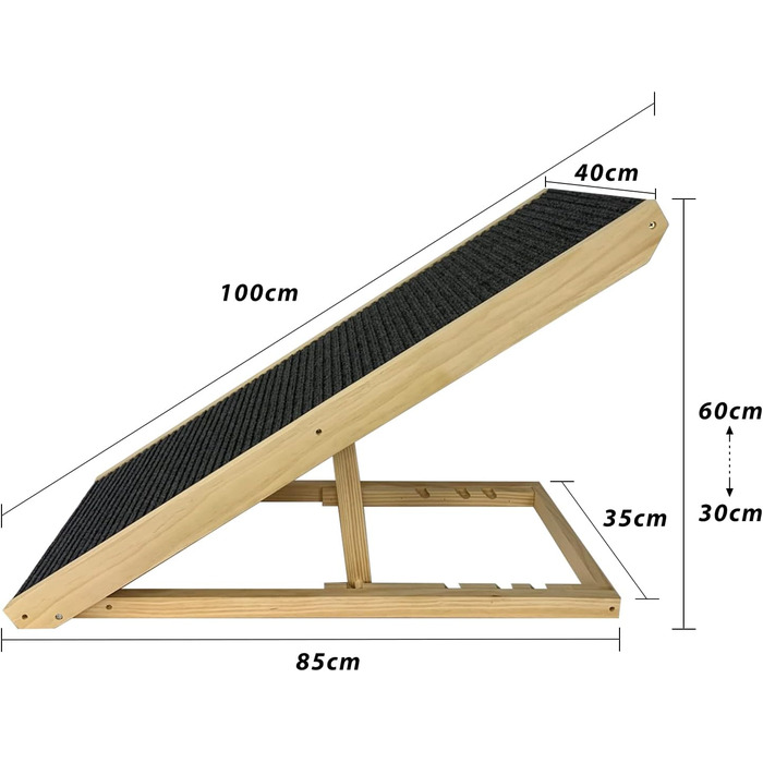 Froadp 49x38x61cm Folding Stairs for Dogs Made of Plastic, Foldable Dog Stairs with 4 Steps & Felt Mat, Non-Slip Cat Stairs, Bed, Balcony, Sofa, Portable Pet Stairs for Dogs and Cats (Wood Type B)