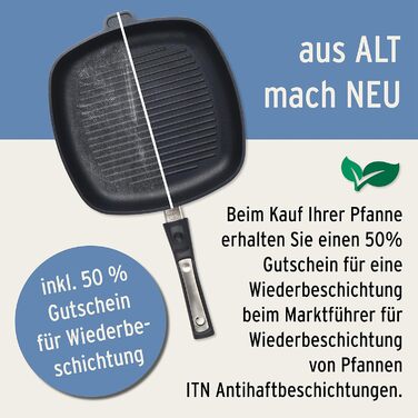 Гриль-сковорода індукційна 28x28 см, ручний огляд якості (Німеччина) | Для всіх типів плит | Знімний руків'я | Рівномірний нагрів | Легке очищення