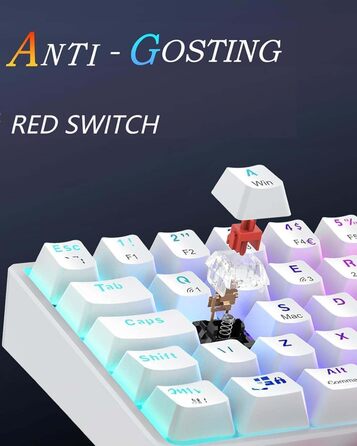 Механічна ігрова клавіатура TECURS бездротова, 80% TKL, підсвічування, Red Switch, QWERTZ, для ПК, ноутбука, Windows, чорно-біла