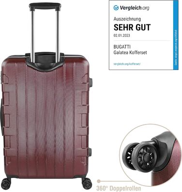 Валіза Bugatti Galatea 55x38x23,5 см, 38 л, жорсткий корпус, 4 колеса, TSA-замок, червоний