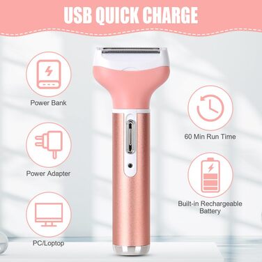Електричний жіночий бритва ACWOO 4-в-1: для обличчя, носа, під пахвами, в зоні бікіні. USB-зарядка (G-orange)
