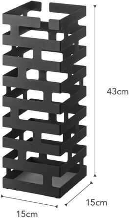 Підставка для парасольок YAMAZAKI Brick, сталева, мінімалістична, чорна, 15 x 15 x 43 см