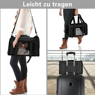 Транспортна сумка для кота/собаки, складана переноска для середніх та малих тварин, чорна, 43 x 28 x 28 см