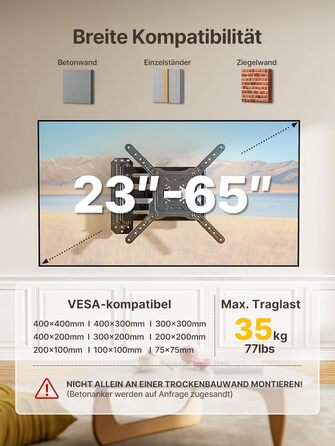 Кріплення для телевізора monTEK Lang Arm 946mm для 23-65 дюймів, висувне, поворотне, нахилене, max. VESA 400x400 mm, до 35 кг