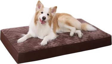 KSIIA Orthopedic Dog Bed for Large Dogs, XL Washable Dog Cushion Fluffy Dog Mat Dog Mattress with Removable Cover in 105x70x8cm (L 120 x W 75 x H 9 cm, Praline)