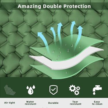 Каретка самонадувна туристична ізомат з подушкою, вологостійка та легка для кемпінгу та подорожей (зелена)