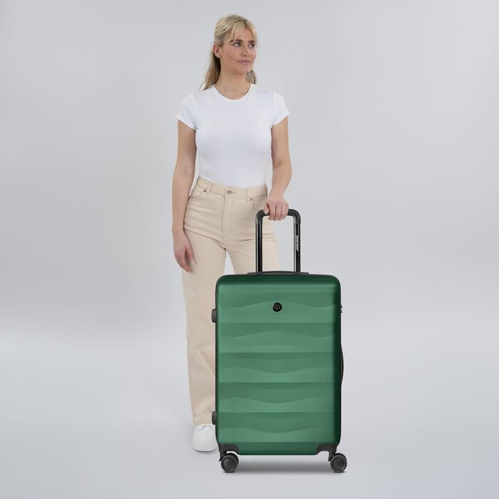 Набір валіз Smartbox Hartschalen 3-в-1 для жінок та чоловіків | Легкі та міцні валізи з ABS-пластику | 4 колеса та кодовий замок (Edition 03) (Темно-зелений, валіза M (65 см))