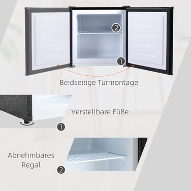 Mini морозильна камера HOMCOM 35 л, електрична, автономна, чорна, без замка