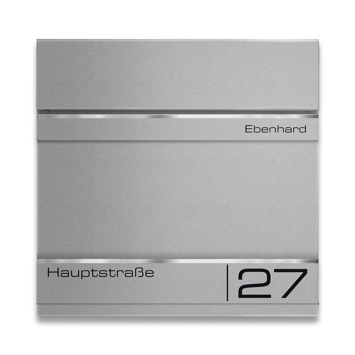 Поштова скринька Metzler Anthrazit RAL 7016 з газетницею та номером будинку, гравіювання імені лазером - сучасний вуличний поштовий ящик з табличкою, водонепроникний та стійкий до іржі | Модель Hermann (Ral9007 Graualuminium)