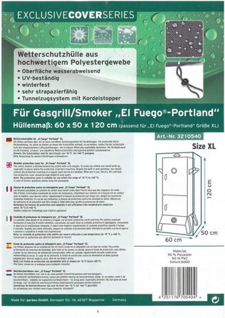 Захисний чохол для гриля EL Fuego Portland XL, антрацит, водовідштовхувальний, UV-захист, зимовий