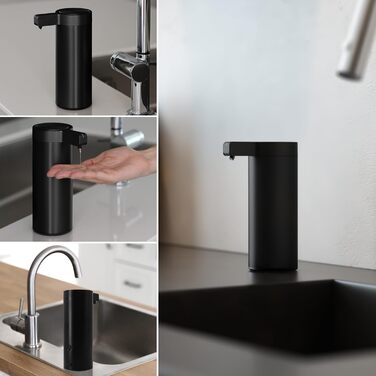 Mamiddle Automatic Soap Dispenser Stainless Steel with Sensor Infrared Soap Dispenser Electric IPX5 Waterproof USB-C Charging with Sensor Infrared Motion Sensor for Kitchen & Bath (Black)