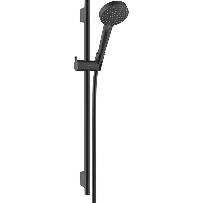 hansgrohe Vernis Blend Shower Set, water-saving showerhead with shower hose and shower rod 0.65m, hand shower with 2 spray patterns, Chrome (Matte Black)