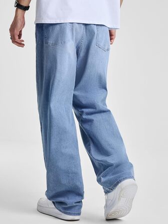 Джинси чоловічі JMIERR Baggy широкі, еластичні, вінтаж Y2K, блакитні XL