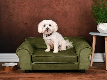 Диван для домашніх тварин MG Design темно-зелений: стабільний дерев'яний каркас, м'яке покриття, легкий у догляді. Підходить для собак та котів, готовий до використання. Темно-зелений – W12 (Оливковий – W11)