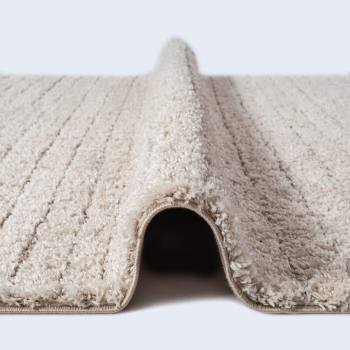Килим Bahar Shaggy: елегантний дизайнерський килим для вітальні, м'який та легкий у догляді, високий ворс (120 x 170 см, бежевий)
