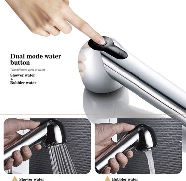 Змішувач кухонний висувний BONADE з подвійною виливом, поворотний на 360°, для кухні, з однією ручкою, хром