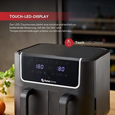 Фритюрниця SwissHome SH-6931 DOPPEL Luft 6л, 2100W, 6 програм, срібляста