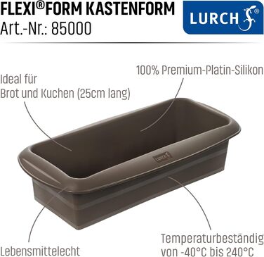 Форма для випікання хліба Lurch FlexiForm, набір 2 шт., 25×9 см, платиновий силікон, коричнева, BPA-free