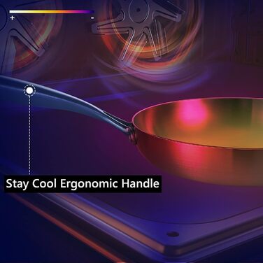 Набір сковорідок з нержавіючої сталі LOLYKITCH 3 шт., 20.3-25.4-30.5 см, для індукційних плит, придатні для миття в посудомийній машині та духовці