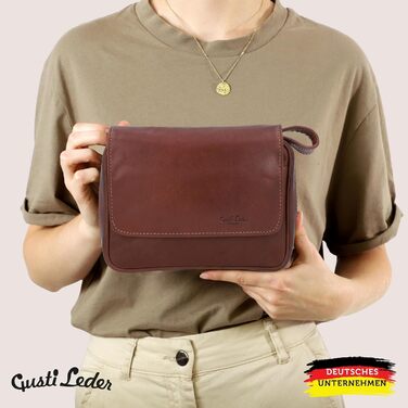 Gusti Pipe Pouch Leather - Rupert for 4 pipes, extra tobacco compartment, interior made of natural rubber, brown leather