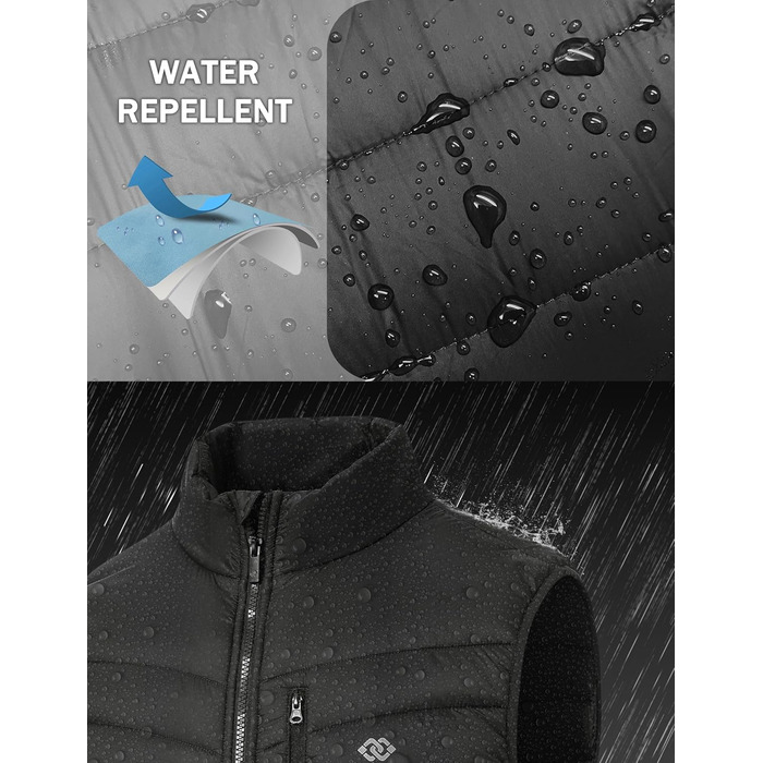 Чоловіча жилетка oFiz Легка стьобана жилетка з коміром-стійкою, гібридна жилетка з підкладкою, для активного відпочинку, роботи, гольфу, хайкінгу, темно-синій (XXL, темно-сірий)