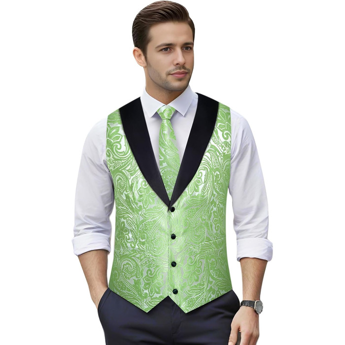 Костюм чоловічий DiBanGu 7-частинний: жакардовий піджак, краватка з коміром, штани, для весілля, свят, XL, світло-зелений