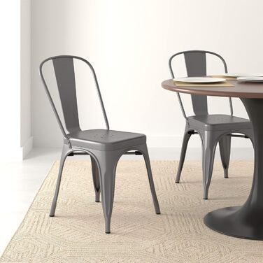 Amazon Basics Stackable Metal Dining Chairs (Set of 4)
