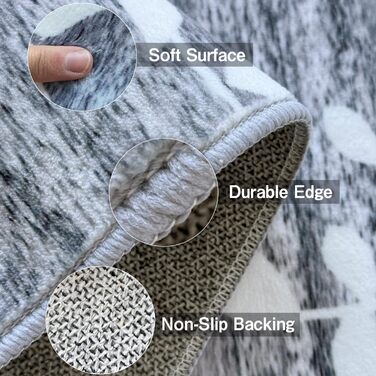 Килимок для підлоги, коридору, кухні - антиковзаючий, миючий, 60x90 см, сірий/блакитний