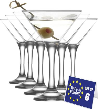 Набір келихів для Мартіні 6 шт. 175 мл, без свинцю, придатні для миття в посудомийній машині. Келихи для Cosmopolitan, Мартіні, коктейлі, вечірки. Класичний набір 6 шт.