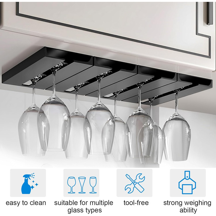 Тримачі для келихів вина SAMSYOKI (4 шт.) - самоклеючі, під шафу, для кухні, бару, ресторану