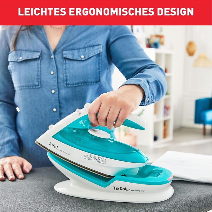 Бездротова праска Tefal FV6520 Freemove Air, 2400 Вт, 25 г/хв, 115 г/хв, автоматичне вимкнення, бірюзова/біла