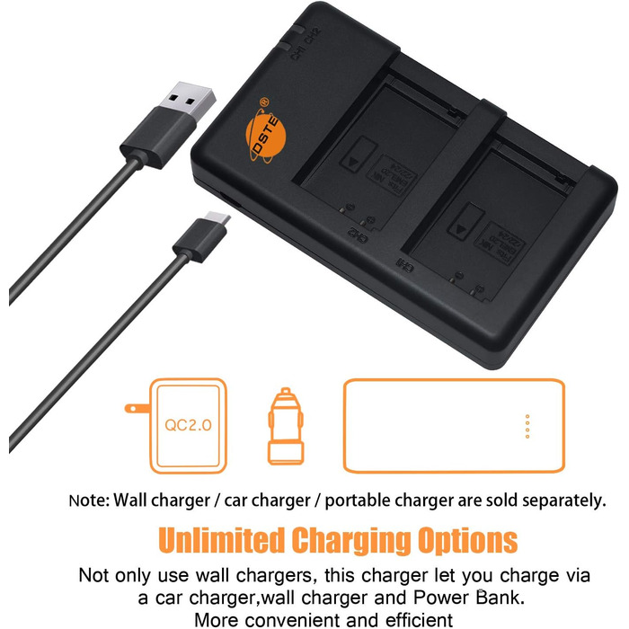 Акумулятори DSTE EN-EL20/EN-EL20a (2 шт.) з подвійним зарядним пристроєм для Nikon Coolpix