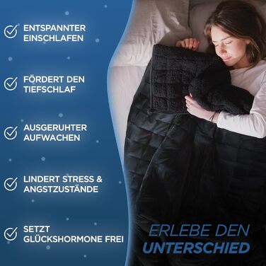 Ковдра з ефектом обтяження 135x200 см, 7 кг, Sherpa Fleece, сертифікат Oeko-Tex, терапевтична ковдра для розслаблення, кращий сон, вага 7 кг, чорний колір