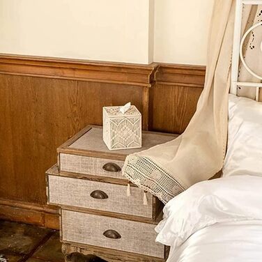XIAOJUN Tissue Box, Blanket, Boho, Square, Paper, with Pearl Clasp, Macrame, Napkins, Tissues, Organizer for Home