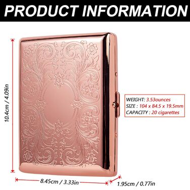 Металеве табакерка в стилі ретро, рожевий, для 20 сигарет 100mm, захисний портмоне