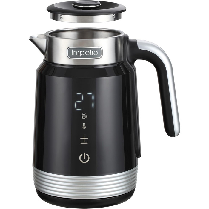 Чайник Retro Novo з регулюванням температури, чорний, 2200W, з LED-індикатором та подвійним корпусом з нержавіючої сталі
