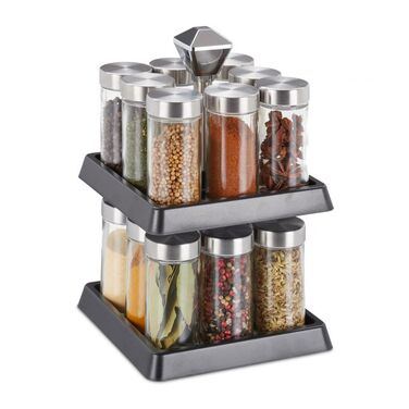 Relaxdays Rotating Spice Carousel with 16 Jars