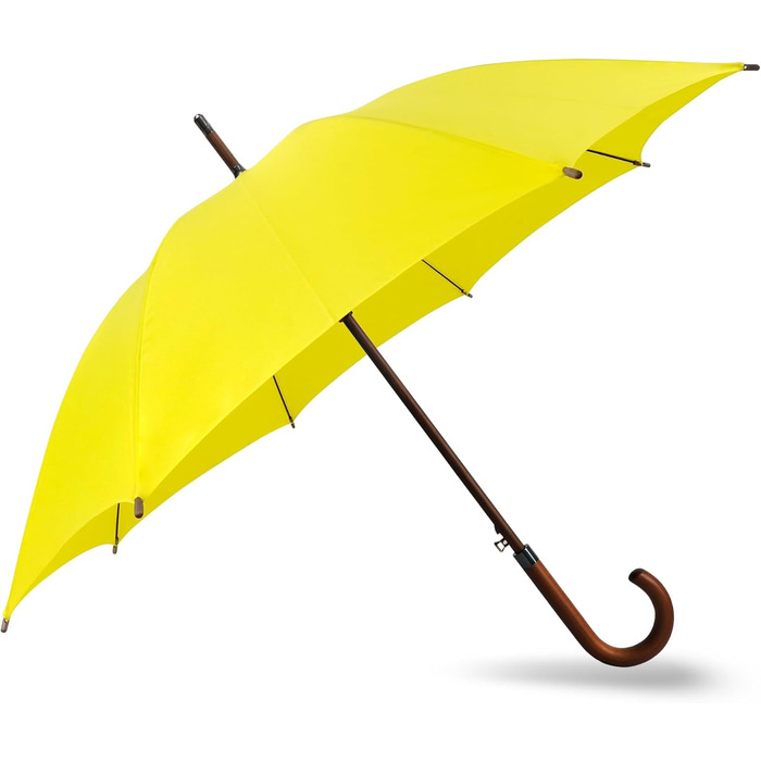 SoulRain Парасолька з класичною дерев'яною ручкою, автоматичне відкриття, вітростійка, прозора, незламна, 121.9 см (Жовта)