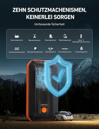 Powerbank AstroAI B8 для авто: пускова станція, 7.0л бензин/5.5л дизель, LED, QC 3.0 USB, 12V, Orange