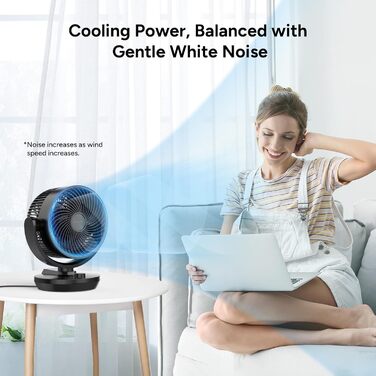 Вентилятор настільний DR.PREPARE, 25 дБ, тихий, ефективне охолодження, 3 швидкості, таймер 2-12 годин, осциляція 90°, 8 дюймів