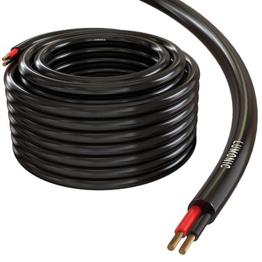 Акустичний кабель Lumonic 25м чорний 2x4mm² CCA HiFi для колонок, аудіо кабель 4mm²