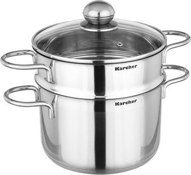 Karcher 14-Piece Stainless Steel Cookware Set with Glass Lids - Induction Compatible